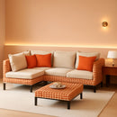 5 Piece Outdoor Patio Set Sectional Sofa Salmon Orange