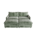 Corduroy fabric 2-seater comfortable cloud sofa with 2 movable footrests for living room, oversized deep-seat recliner, upholstered large-size deep-seat sofa with 2 cushions