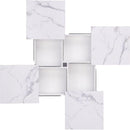 Square Marble Veneer Coffee Table Sliding Top with Storage in White 39.4"