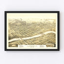 Vintage Map of Lawrence, Kansas 1880