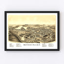 Vintage Map of Wappingers Falls, New York 1889