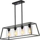 Black Farmhouse Linear Chandelier 4 Light For Dining Room