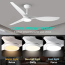 52 Inch White Energy Efficient Ceiling Fan With LED Light