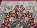 Stunning Persian Tabriz Rug 5x7, Signed by Masterweaver, Maroon, Floral Medallion, Ultra Fine 70 Raj 625 KPSI, Kork Wool Silk Foundation, Handmade