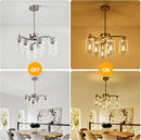 Six Light Brushed Nickel Industrial Glass Chandelier