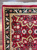 Indo Persian Runner Rug 2.6 x 10, Floral Hand Knotted Wool Hallway Rug, Red