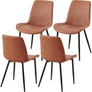 Brown Set of 4 Leathaire Dining Chairs ,Mid-Century Modern Leathaire Chairs Kitchen Living Room Armless Side Chair with Metal Legs Set Of 4