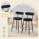 Stylish Ergonomic Bar Chairs Set with Black Breathable Cushions and Metal Legs, 35.5 Inches High, Pack of Two