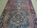 3 x 7 Antique Persian Hamadan Nahavand Rug, Tribal Runner Rug , Handmade Oriental Wool Rug, Vegetable Dyed, Purple-Red & Dark Blue, 3x7 Rug