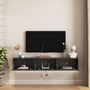 Floating TV Stand Wall Mounted with 16 Color LEDs,69' Modern TV Stand, Floating TV Cabinet Entertainment Center for 55 60 65 Inch TV,Black