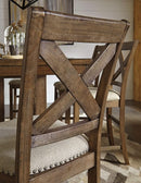 Moriville 24.5 Inch Upholstered Farmhouse Barstools Beige Brown Set of Two