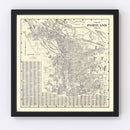 Vintage Map of Portland, Oregon 1920