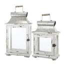Wooden Candle Lantern Decorative, Hurricane Lantern Holder Decor For Indoor Outdoor, Home Garden Wedding - White