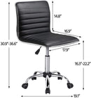 Adjustable Armless PU Leather Office Chair Swivel Black