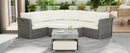Patio Furniture Set Outdoor Daybed Rattan Sectional with Cushions and Center Table, Beige, Iron & Rattan, Multiple Sizes