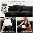 Slipcovered Sofa 2 Seater Sofa    With 2 Ottomans, 2 Seater Sleeper Sofa Bed Home Theater Oversized Sofa For Living Room, Chenille, Black