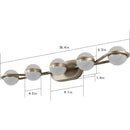 Modern Minimalist Bathroom Vanity Light, LED 5 Bulb Frosted Glass Shades, Wall Mounted Decorative Lighting Fixture, Suitable for Bathroom Vanity Mirror (Champagne Gold)