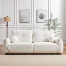 Lamb's wool 2-seater cushion sofa 90" comfortable sofa for living room Bedroom and other casual spaces Lamb's wool sofa with 2 cushions and 2 ball pillows. (BEIGE)two sets