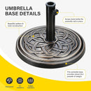 Heavy Duty 24 Pound Bronze Umbrella Base Patio Garden Stand For Outdoor Market Umbrellas