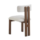 Mid-Century Modern 7-Piece Dining Set with Upholstered Armless Dining Chairs and Natural Wood Table