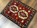 Small Persian Tribal Rug, Red and Ivory, Baluch Rug