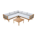 SECTIONAL SEATING GROUP WITH WATERPROOF CUSHIONS - PREMIUM OUTDOOR SOFA SET(LIGHT GRAY CUSHION)