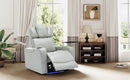 Modern PU Leather Power Recliner with Cooling Cup Holder, Bluetooth Speaker, LED Lights, USB Ports, Tray Table, Arm Storage, Grey