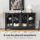 55 Inch Solid Wood Buffet Cabinet Farmhouse Sideboard Black