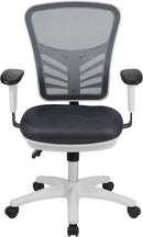 Nicholas Gray And White Mesh Mid Back Swivel Office Chair With Adjustable Lumbar