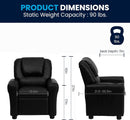 Kids Leathersoft Recliner With Cup Holder And Safety Recline Black