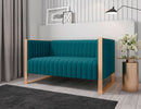 57 Inch Teal Velvet Loveseat For Living Room High Density Foam