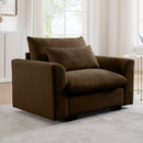 Brown Corduroy Deep Seat Single Sofa Accent Chair,Deep Seat Couch with Waist Pillow for Living Room/Apartment/Office