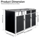 87-Inch Extra Large Heavy-Duty Outdoor Metal Garbage Bin Shed For 3 Trash Cans (SAK34981)
