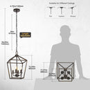 Industrial Black and Gold 4 Light Chandelier With Adjustable Chain