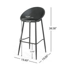Modern Outdoor Gable Barstool Set of 2 with Weather-Resistant Design in Black Iron and Plastic
