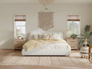 Queen Size Modern Upholstered Bed Frame with Linen Fabric and Solid Wood Legs, White