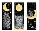 Counted cross stitch kit with plastic canvas Bookmarks "Cats at Night" set of 3 designs 8713