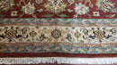 8x12 Indo-Mahal Rug, Floral Allover, Red & Beige, Wool Vintage Handmade Traditional Carpet