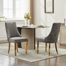 Rayon Cloth Flocking Chenille Dining Chairs Channel Kitchen Dinner Chair Comfy Fabric Upholstered Accent Chair for Dining Room with Golden Stainless Steel Plating Legs,Set of 2 (Gray), SW1647GY
