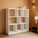 White Bookcase With 8 Open Compartments Freestanding Storage Shelf 11x35.4x39.4