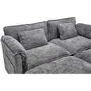 UNITED WE WIN Chenille fabric, solid construction, the overall structure of the sofa is stable, detachable armrests, two foot stools and two-seat sofa with side pockets
