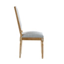 French Country Dining Chairs Set of 2 - Elegant Cane Backrest & Upholstered Seats - Grayish Green Solid Rubberwood Frame