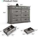 Grey 9-Drawer SolidWood Dresser For Bedroom Storage
