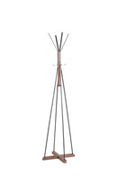 Reclaimed Wood And Metal Freestanding Coat Rack With Hooks Use In Bedroom, Living Room - Natural