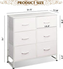 White Fabric Dresser With 6 Drawers And Fabric Bins