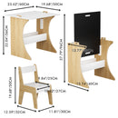 Kids Table Set with One Chair, Multifunctional Wooden Children Study Table-Convertible Tabletop for Study, Drawing & Play, Natural