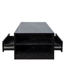 Modern Coffee Tables for Living Room, LED Coffee Table, Storage Coffee Table, Small Coffee Table, Wood Center Table with 2 Drawers and Open Side Shelf