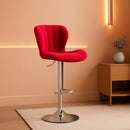 Velvet Adjustable Swivel Bar Stool Set Of 2 In Red