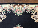 Aubusson Rug 8x11, Black and Ivory, Hooked Rug, Vintage, Wool