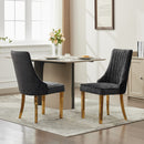 Rayon Cloth Flocking Chenille Dining Chairs Channel Kitchen Dinner Chair Comfy Fabric Upholstered Accent Chair for Dining Room with Golden Stainless Steel Plating Legs,Set of 2 (Black), SW1647BK